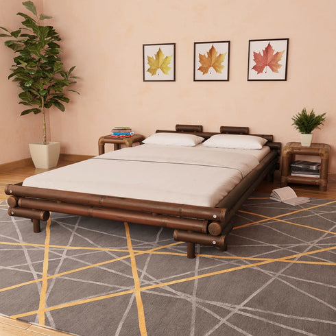 Aki Kagu -  Bed Frame Dark Brown Bamboo 140x200 cm